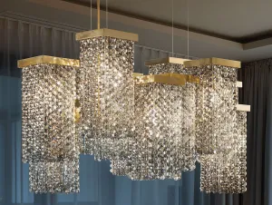 12 Light Modern Chandelier With Smoky Cut Crystal Elements