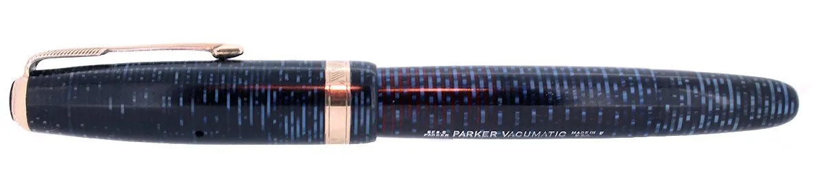 1945 PARKER VACUMATIC MAJOR AZURE BLUE PEARL FOUNTAIN PEN RESTORED VIBRANT COLOR