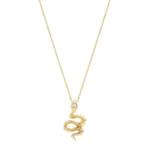 9ct Yellow Gold Zirconia Snake Charm Necklet NK426