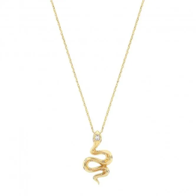 9ct Yellow Gold Zirconia Snake Charm Necklet NK426