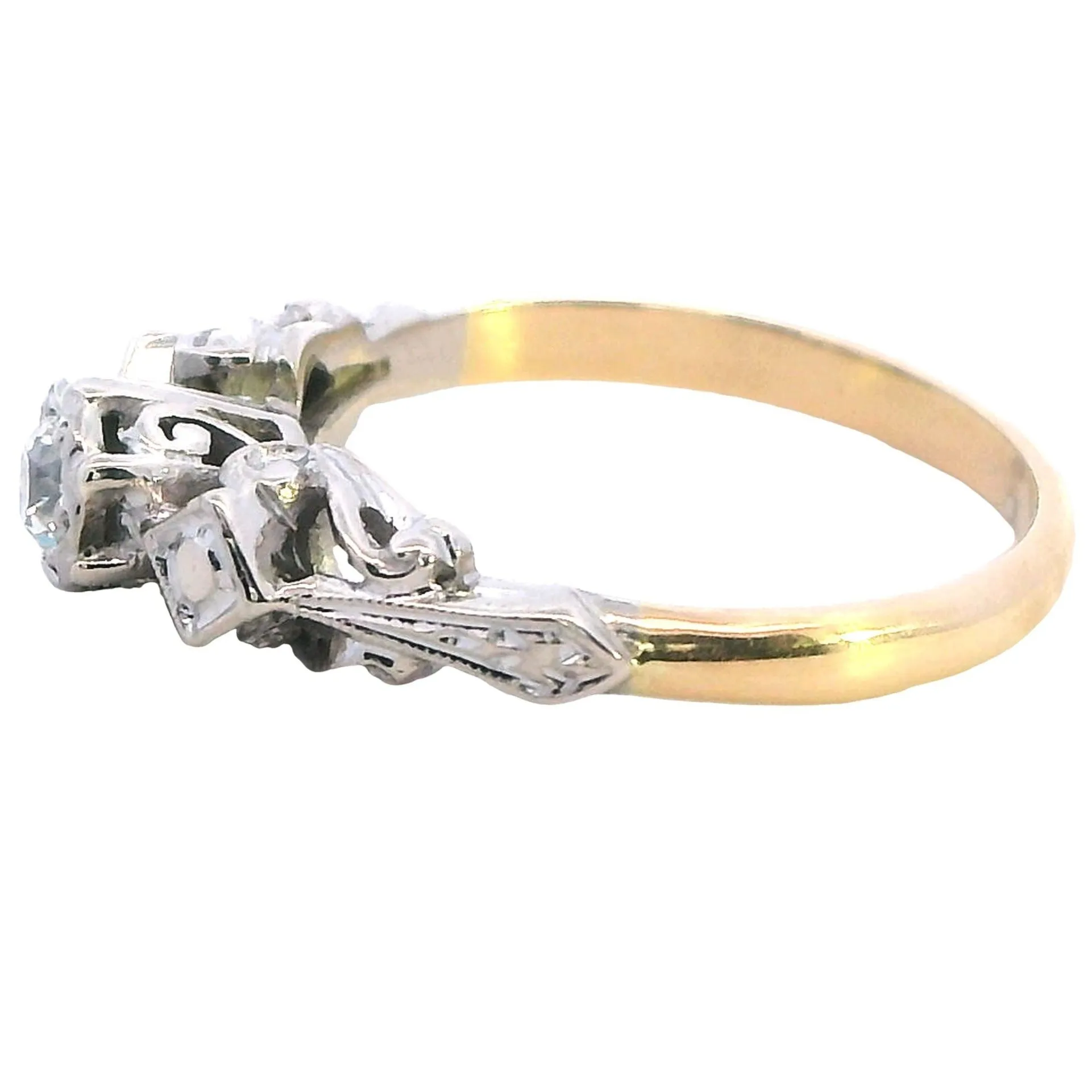 A Symphony of Radiance - Elegant 18ct Yellow & White Gold Diamond Ring