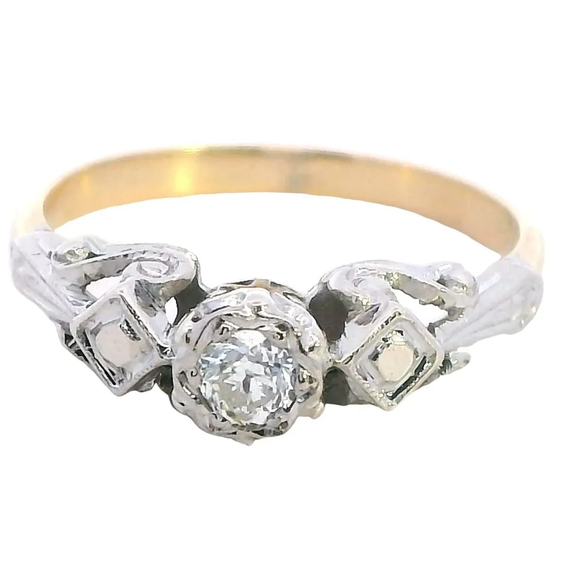 A Symphony of Radiance - Elegant 18ct Yellow & White Gold Diamond Ring