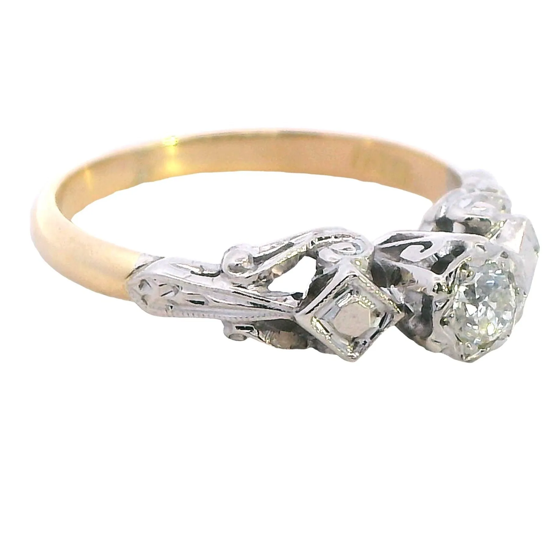 A Symphony of Radiance - Elegant 18ct Yellow & White Gold Diamond Ring