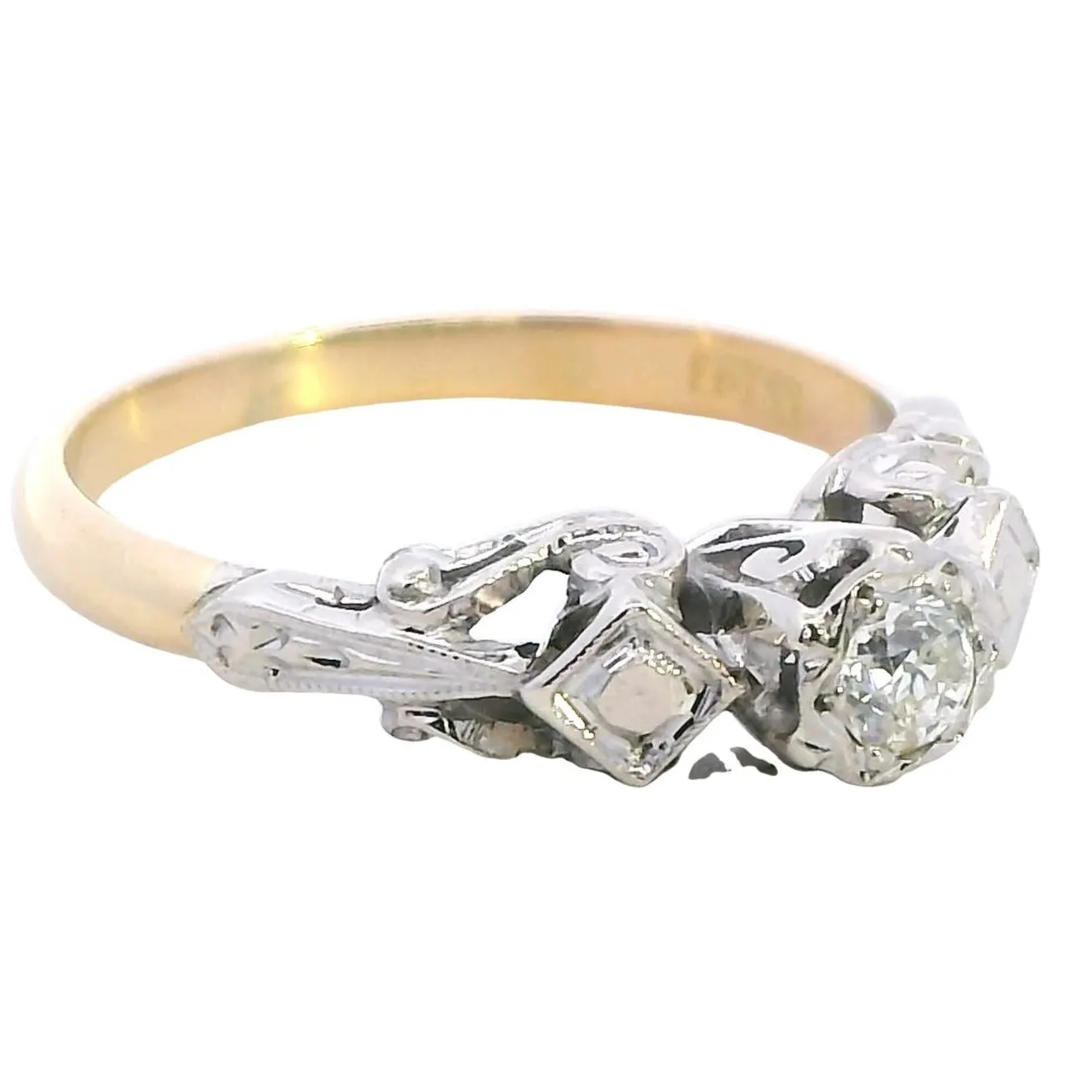 A Symphony of Radiance - Elegant 18ct Yellow & White Gold Diamond Ring