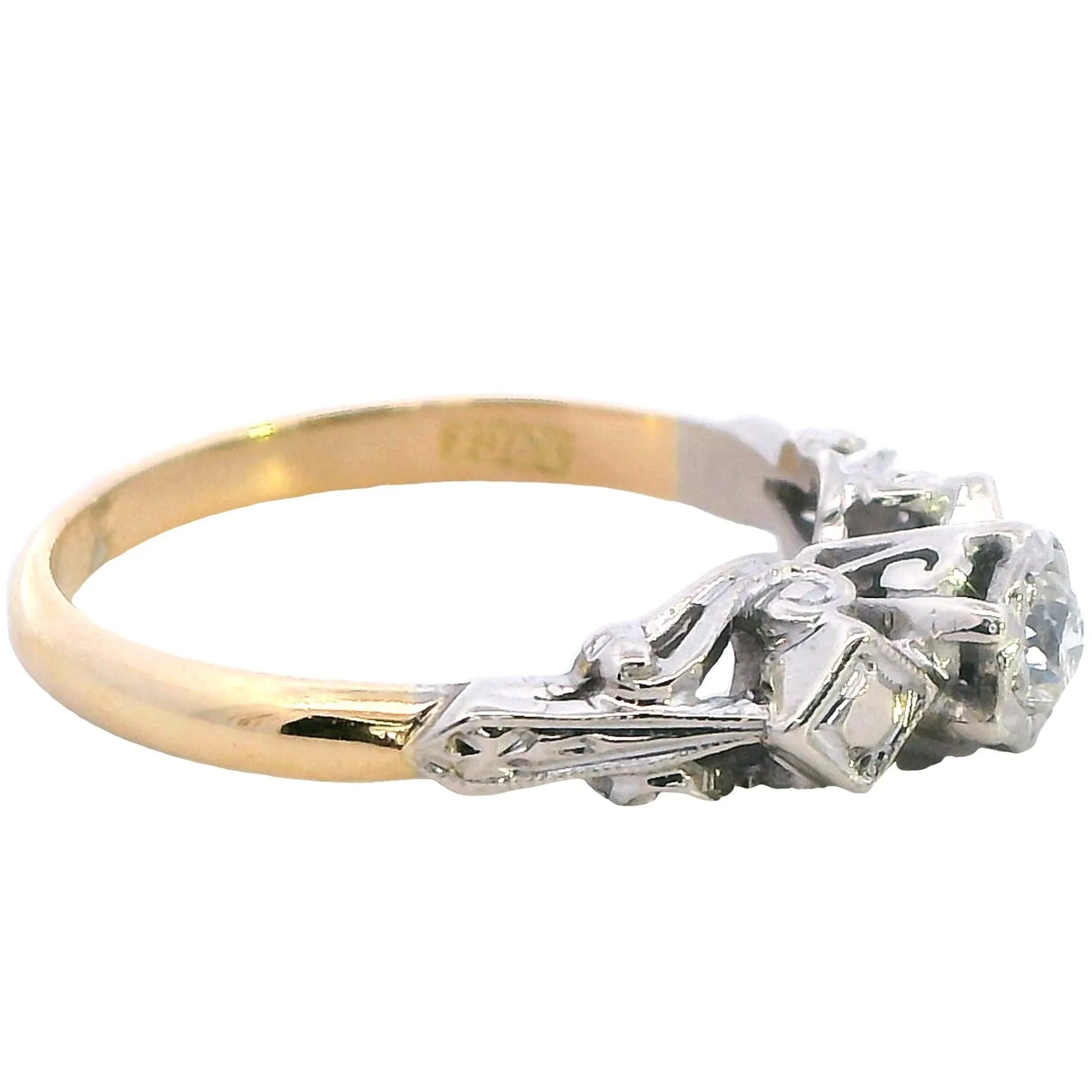 A Symphony of Radiance - Elegant 18ct Yellow & White Gold Diamond Ring