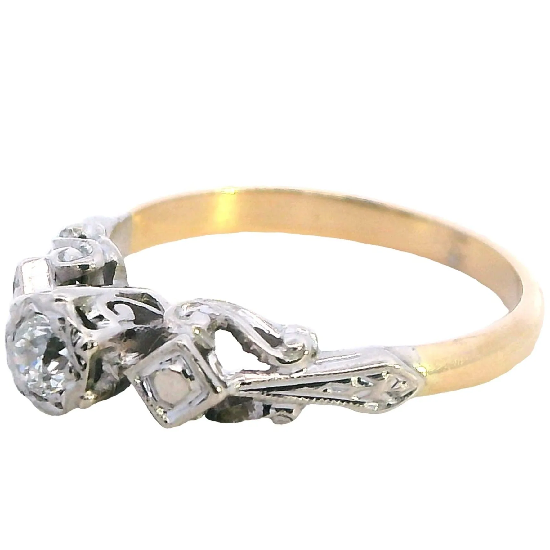 A Symphony of Radiance - Elegant 18ct Yellow & White Gold Diamond Ring