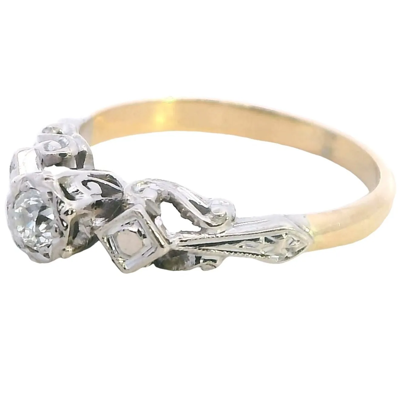 A Symphony of Radiance - Elegant 18ct Yellow & White Gold Diamond Ring