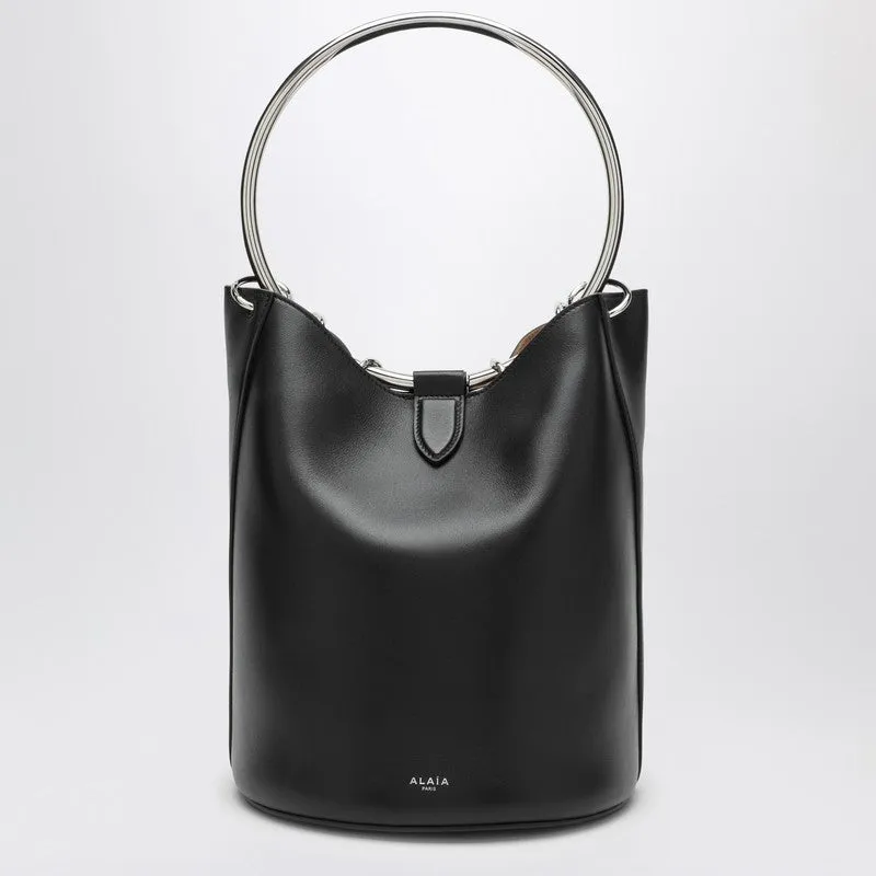 Alaia Large Ring Bucket Black Leather Bag Women