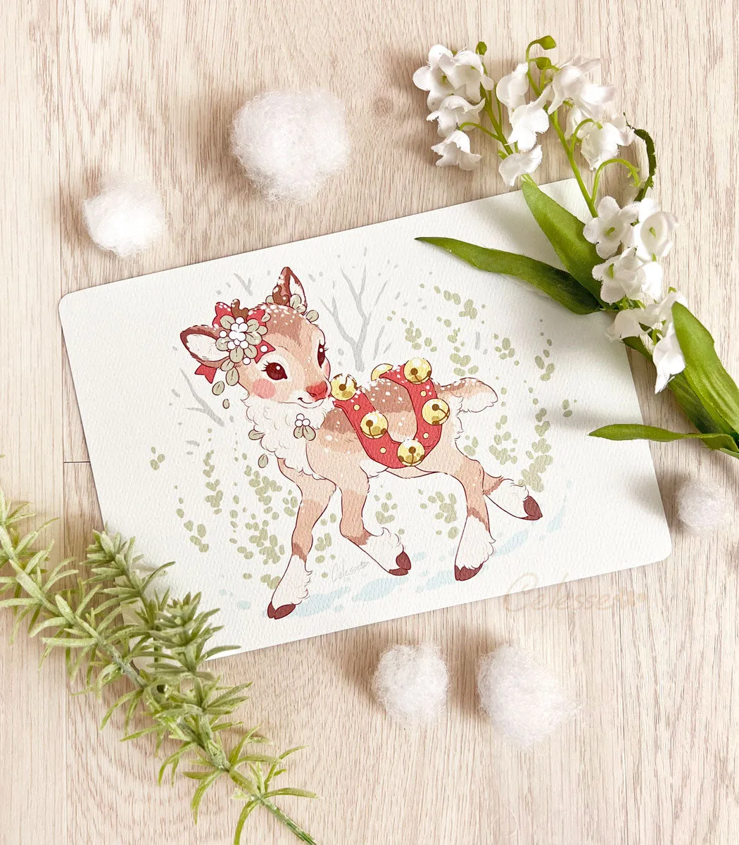 Baby Rudolph Textured Print