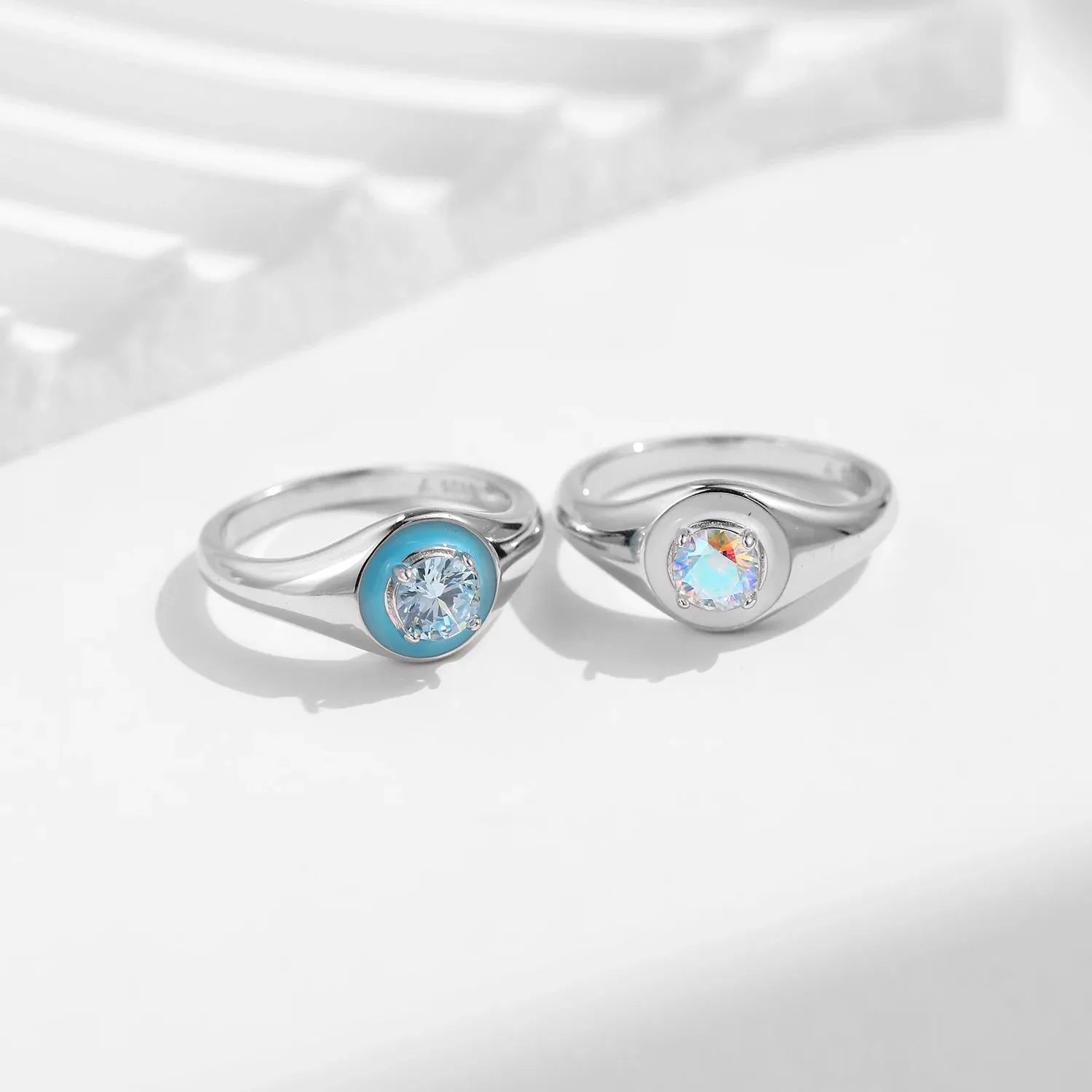 Blue Zirconia Silver Ring