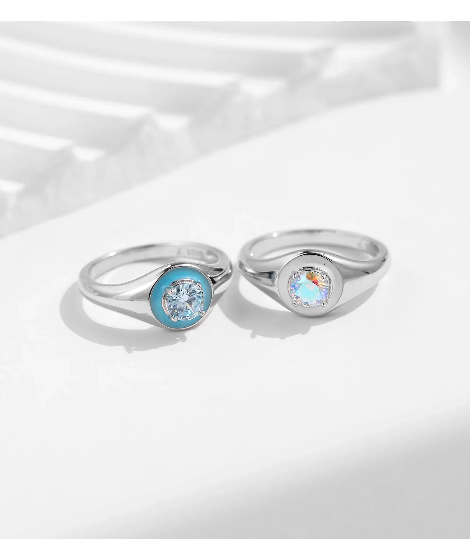 Blue Zirconia Silver Ring