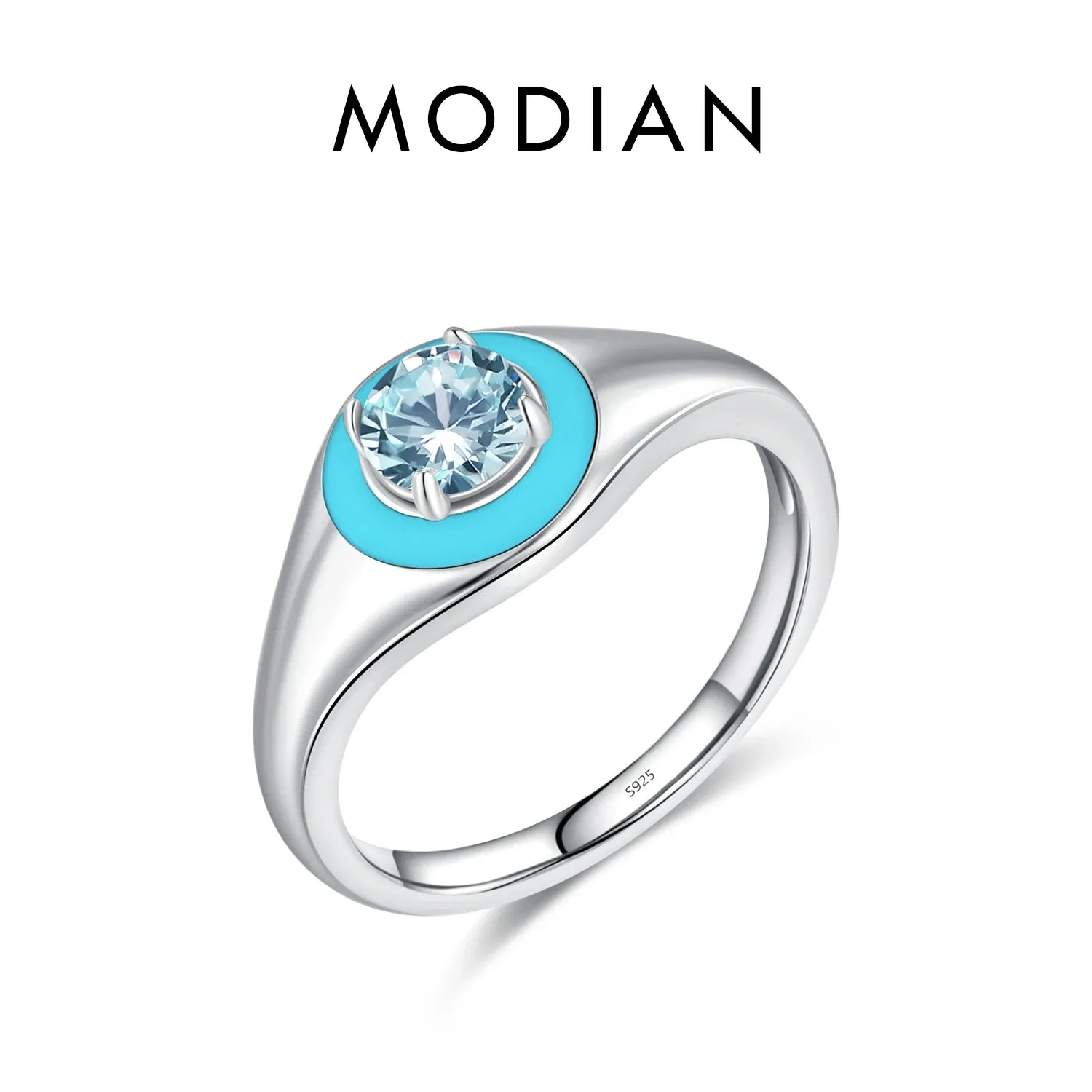 Blue Zirconia Silver Ring