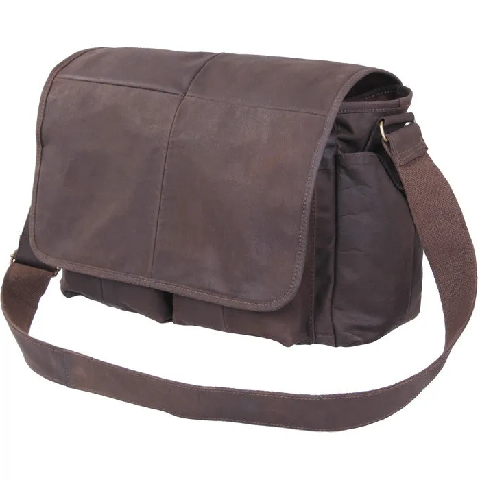 Brown Leather Classic Messenger Bag