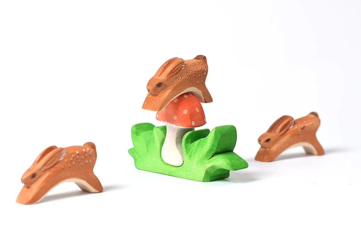 Bumbu Handmade Wooden Mushroom in Grass