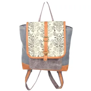 Canvas & Leather Floral Backpack