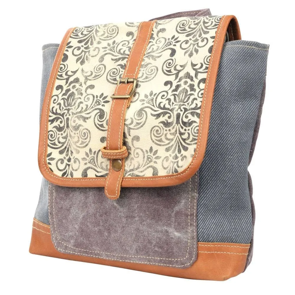 Canvas & Leather Floral Backpack