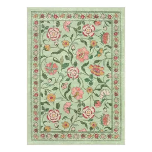 Claire Boho French Elegant Floral Green Rug