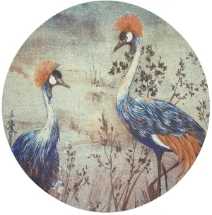 Crested Crane Burnt 16" Round Pebble Placemat, Set Of 4