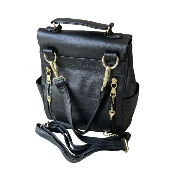 Cute Leather Lockable Crossbody to Backpack Satchel