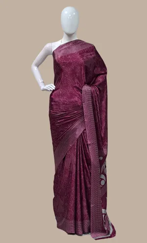 Dark Plum Printed Sari