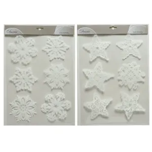 Decoris 40cm White Snow Window Stickers (Choice of 2)