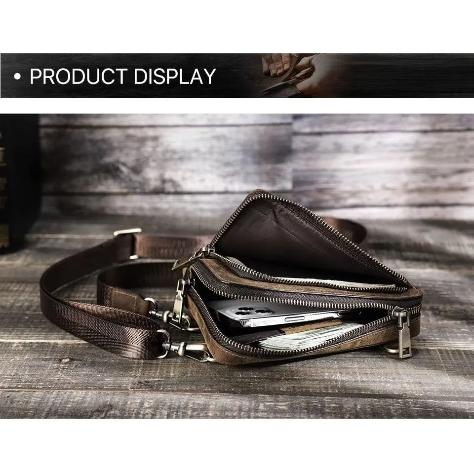 Elegant Crazy Horse Leather Men's Vintage Crossbody Bag