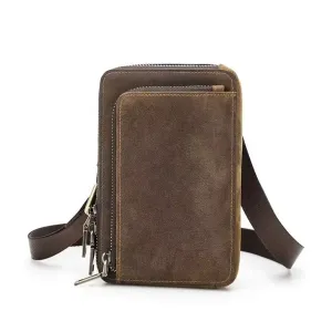 Elegant Crazy Horse Leather Men's Vintage Crossbody Bag