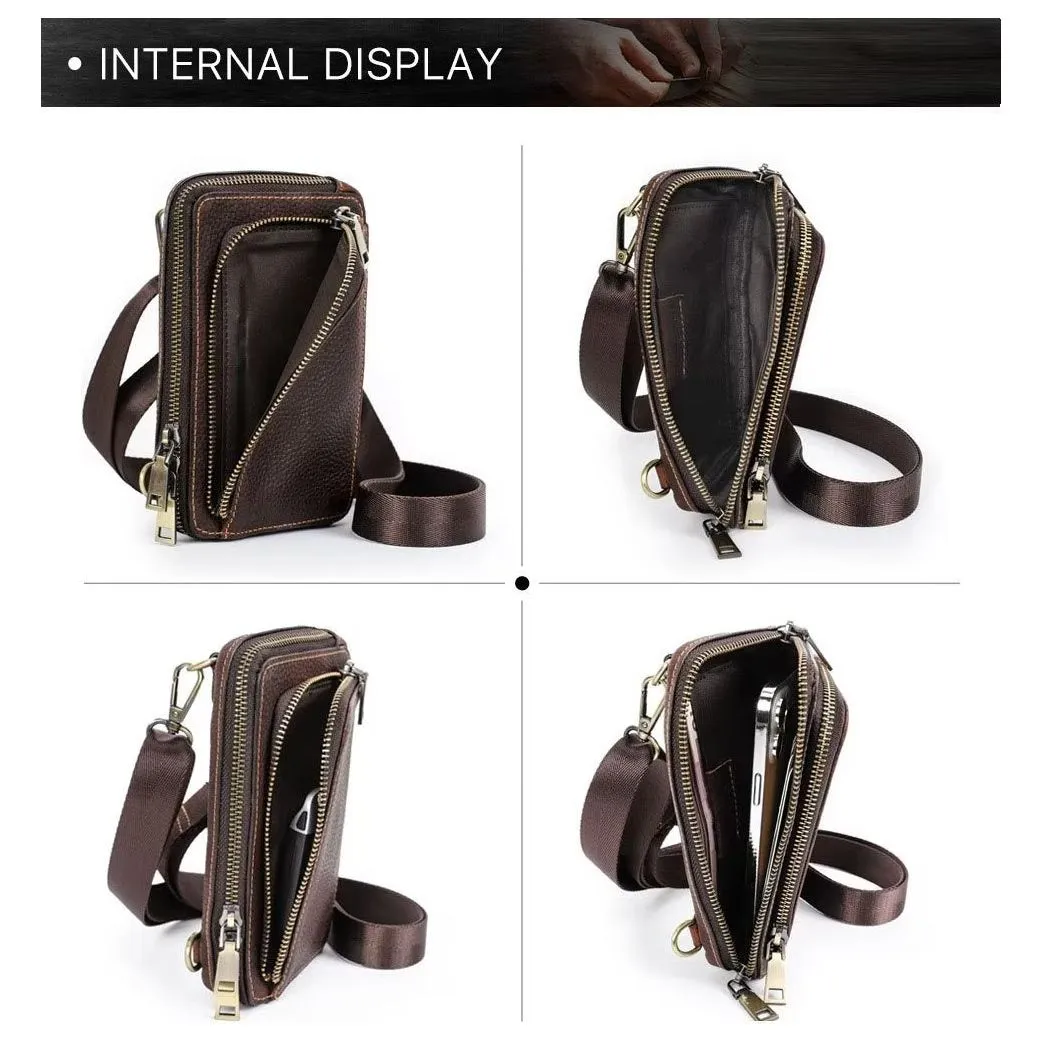 Elegant Crazy Horse Leather Men's Vintage Crossbody Bag