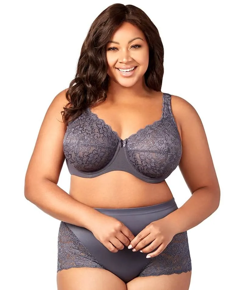 Elila Full Coverage Stretch Lace Underwired Bra - Grey