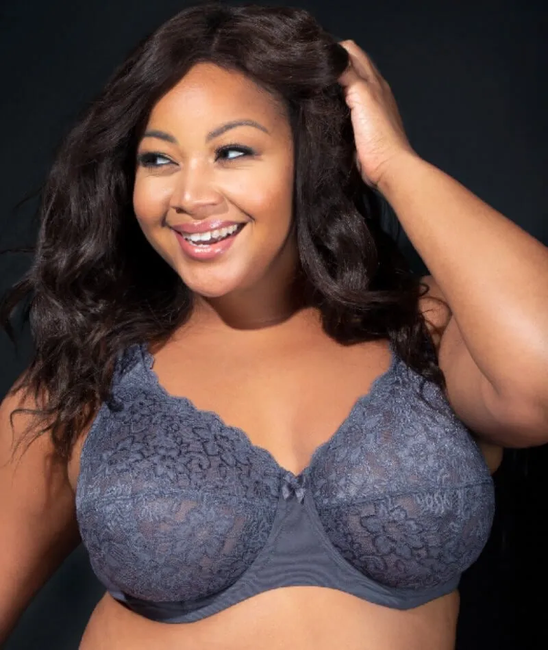 Elila Full Coverage Stretch Lace Underwired Bra - Grey