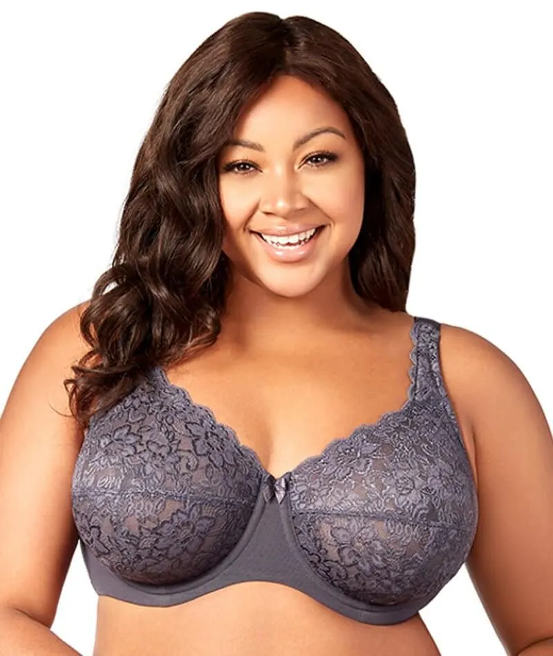 Elila Full Coverage Stretch Lace Underwired Bra - Grey