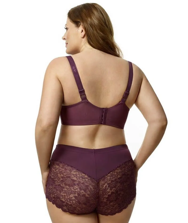 Elila Full Coverage Stretch Lace Underwired Bra - Plum