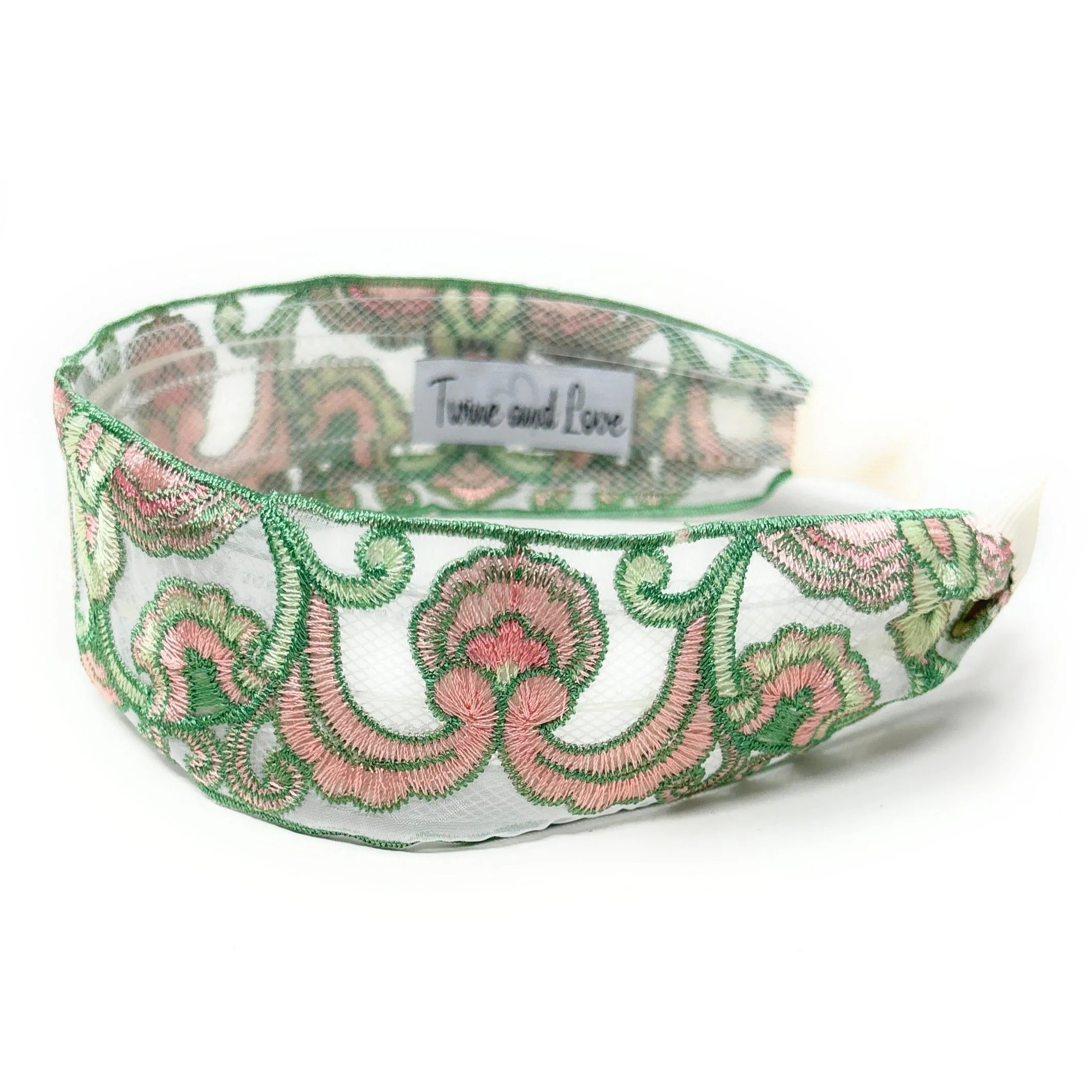 Eliza Embroidered Sheer Wide Headband