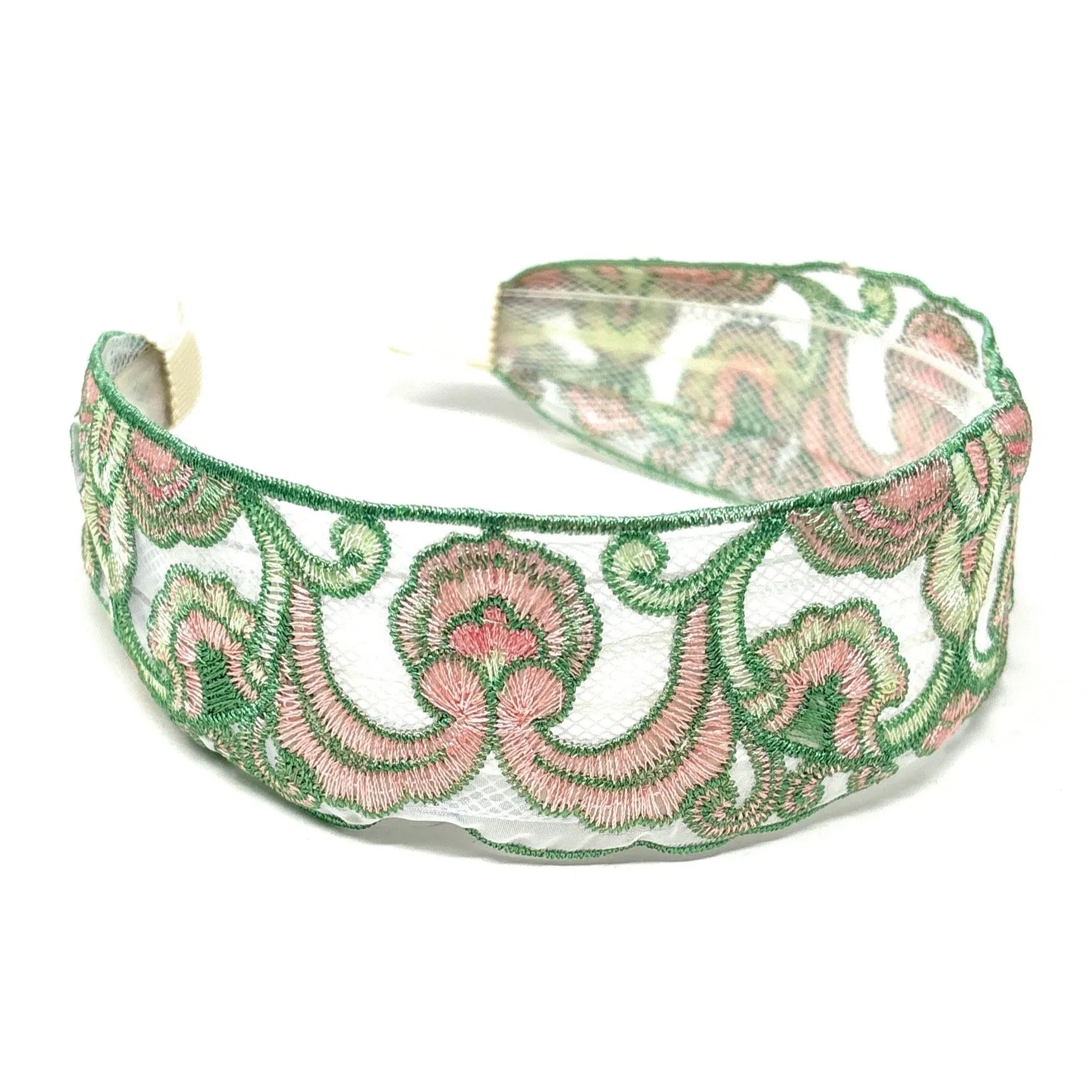 Eliza Embroidered Sheer Wide Headband