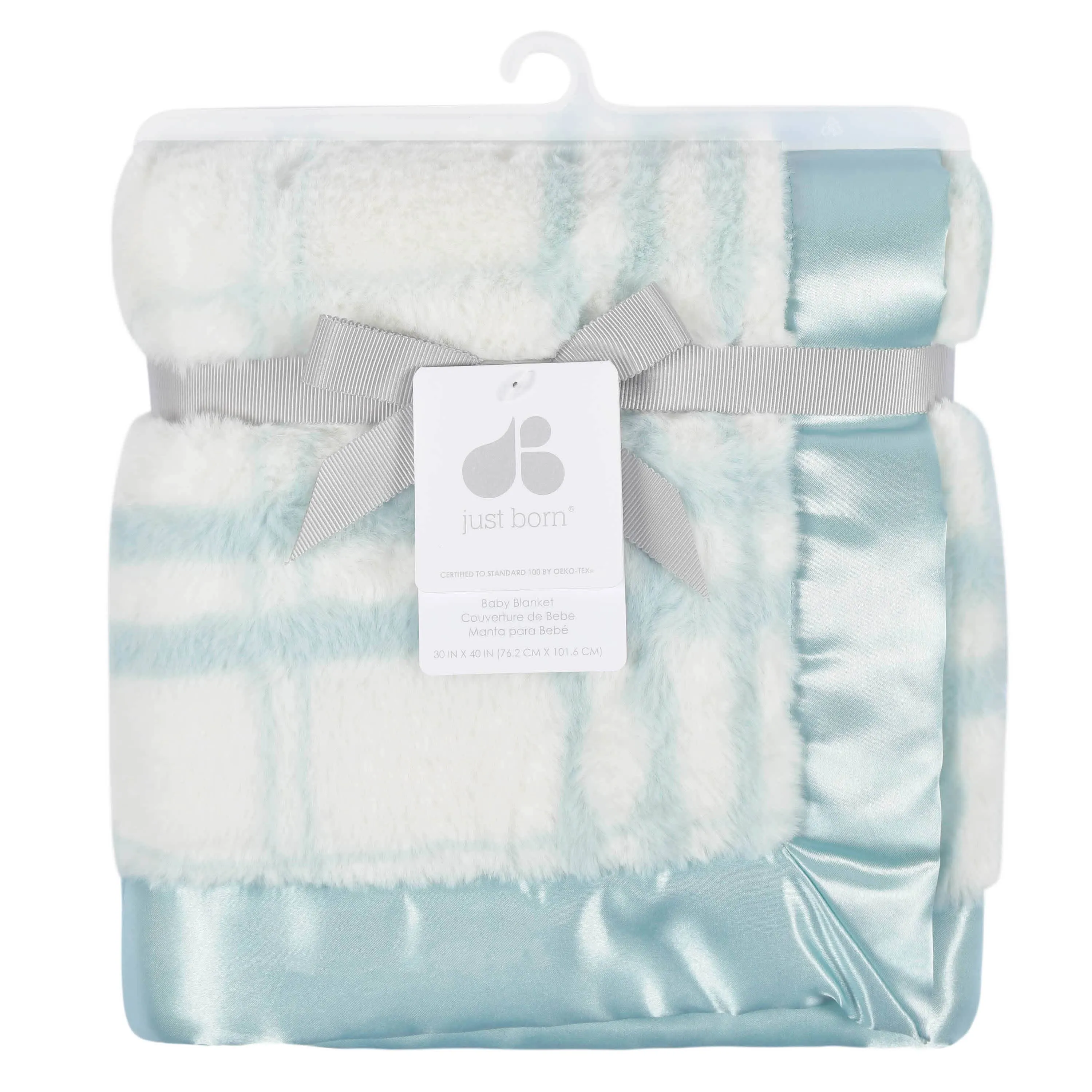 Embroidered Blue Plaid Plush Blanket