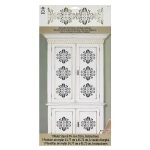 Folkart Home Dcor Stencil Elegant Damask