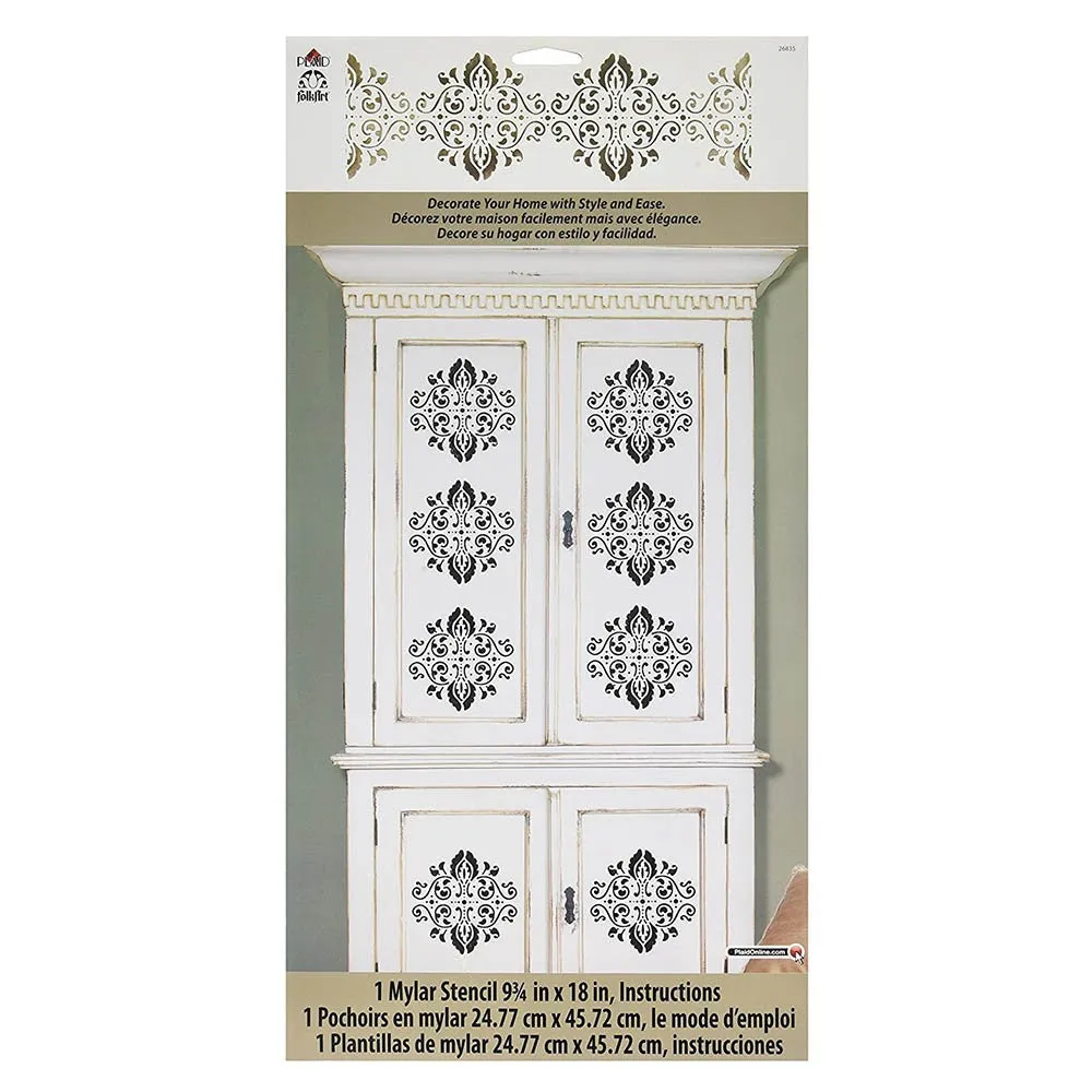 Folkart Home Dcor Stencil Elegant Damask