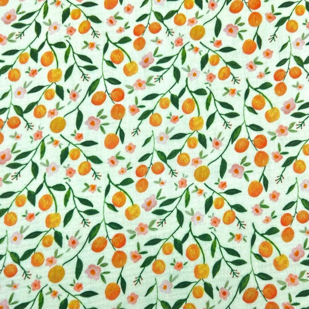 Fruits and Flowers Double Gauze Fabric