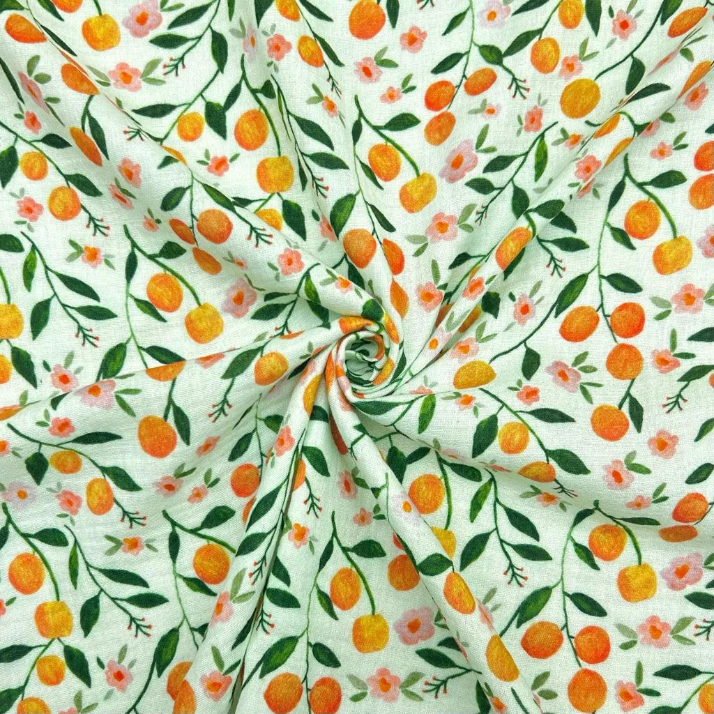 Fruits and Flowers Double Gauze Fabric