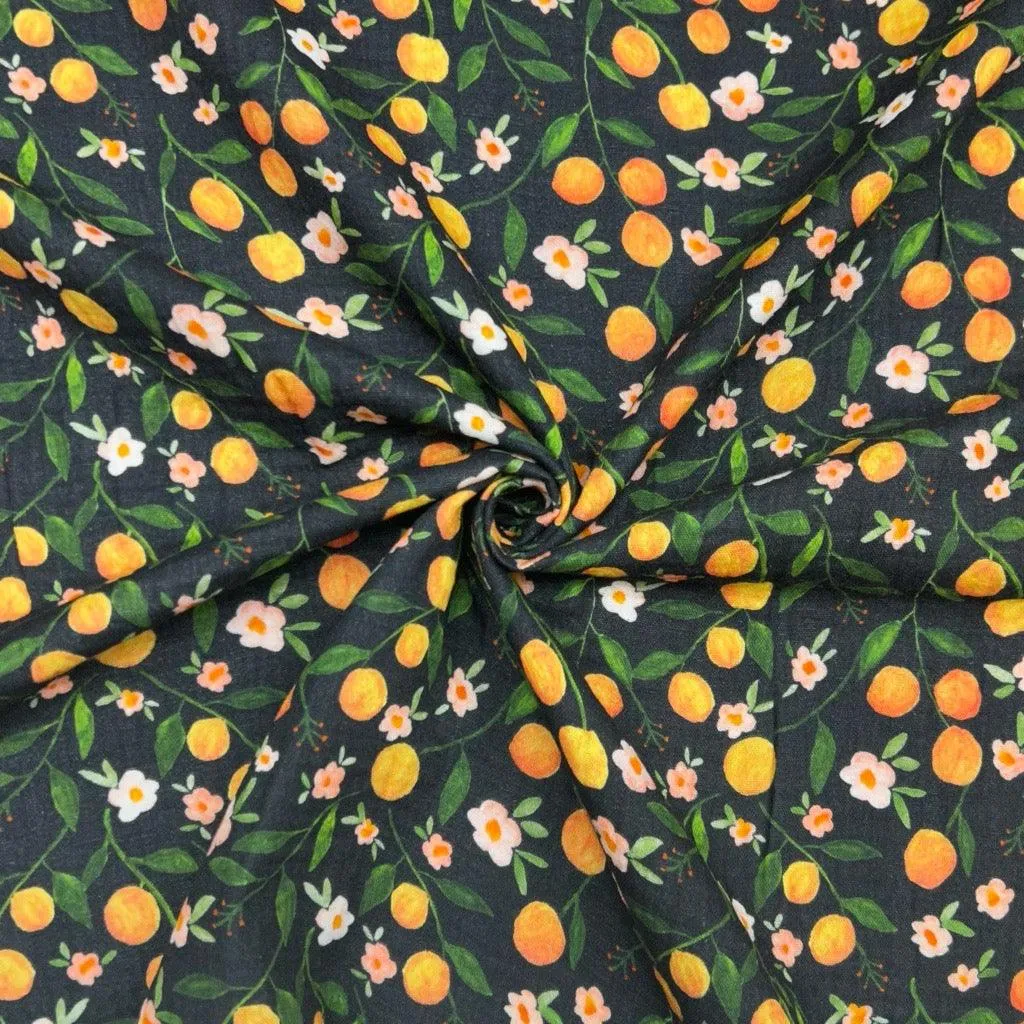 Fruits and Flowers Double Gauze Fabric