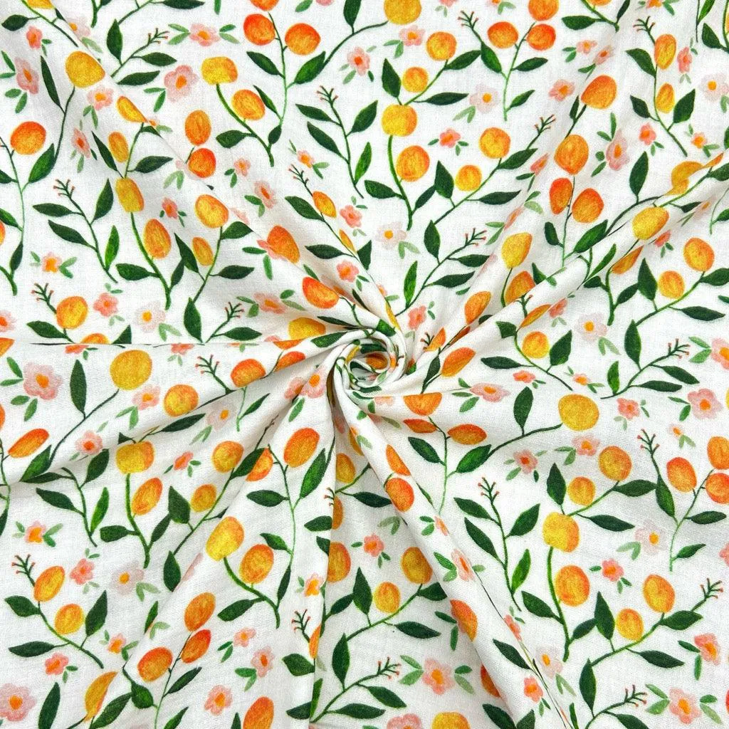 Fruits and Flowers Double Gauze Fabric