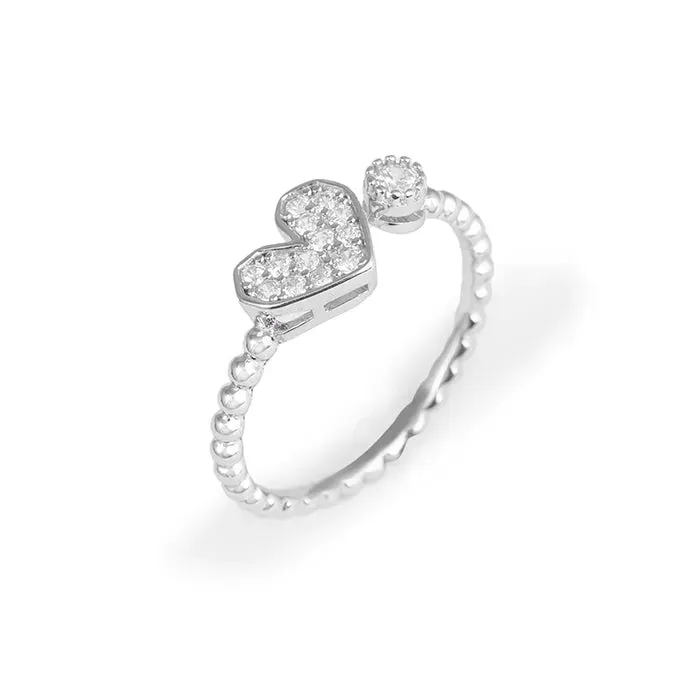 Gleam Heart Two Stone Ring