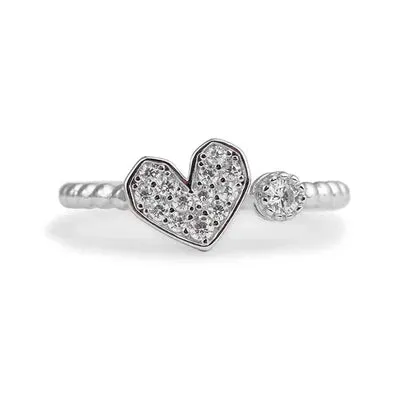 Gleam Heart Two Stone Ring