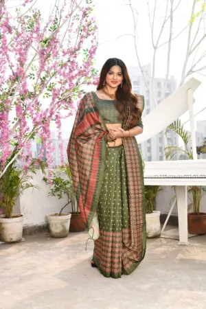 Green Ethnic Cotton Silk Saree