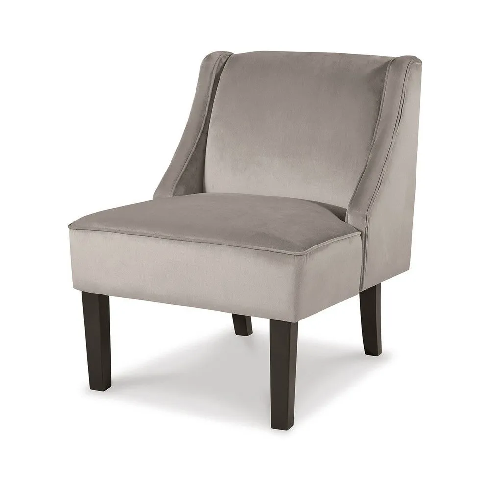 Hellen Accent Chair, Taupe Gray Polyester, Soft Cushions, Black Wood Legs By Casagear Home