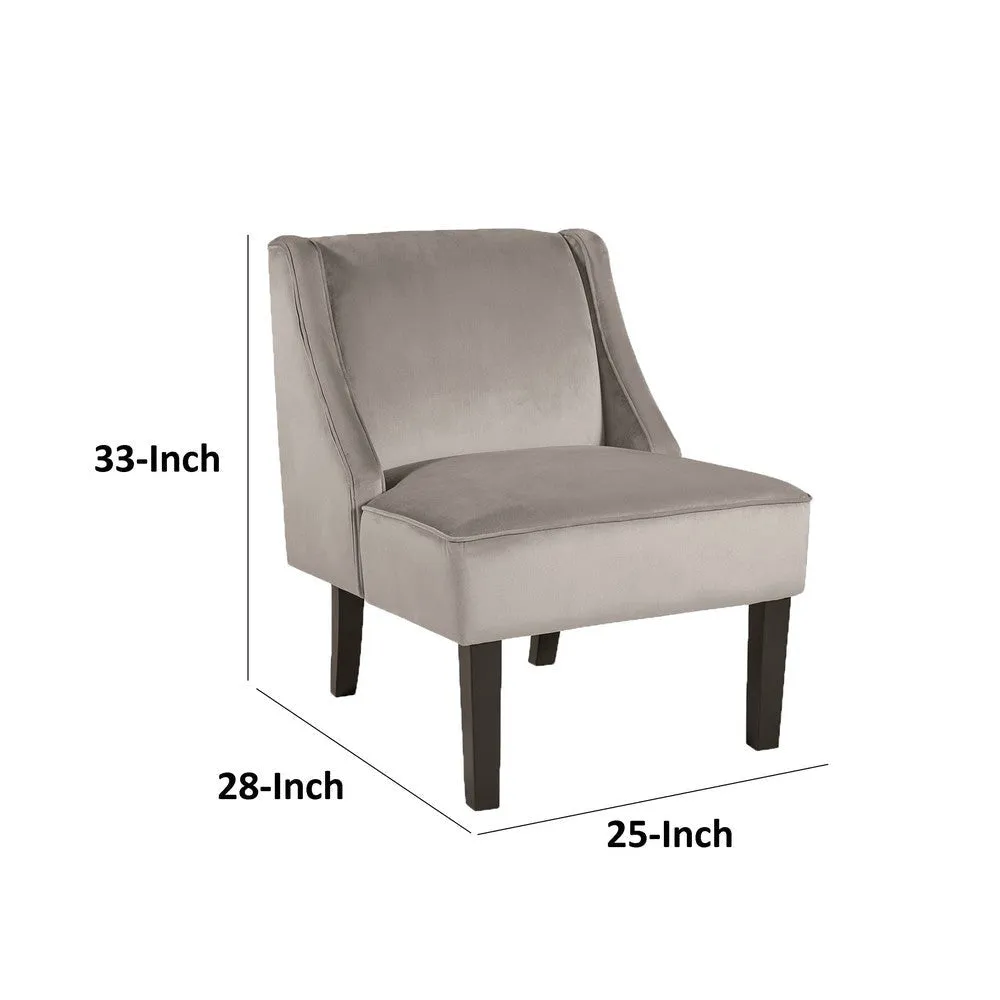 Hellen Accent Chair, Taupe Gray Polyester, Soft Cushions, Black Wood Legs By Casagear Home