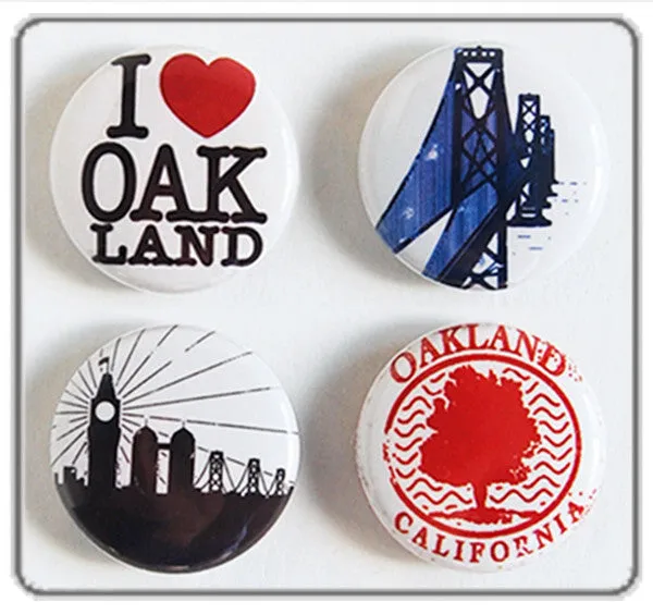 I Love Oakland - Set of Four Pinback Buttons