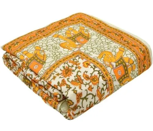 Indiafab Textiles 100% Cotton Reversible Single Bed Quilt (85X55 Inch)|Single Bed Dohar/AC/Blanket/Quilt | Block Printed Reversible Single Bed Size Blankets | Light Weight Quilt Duvet