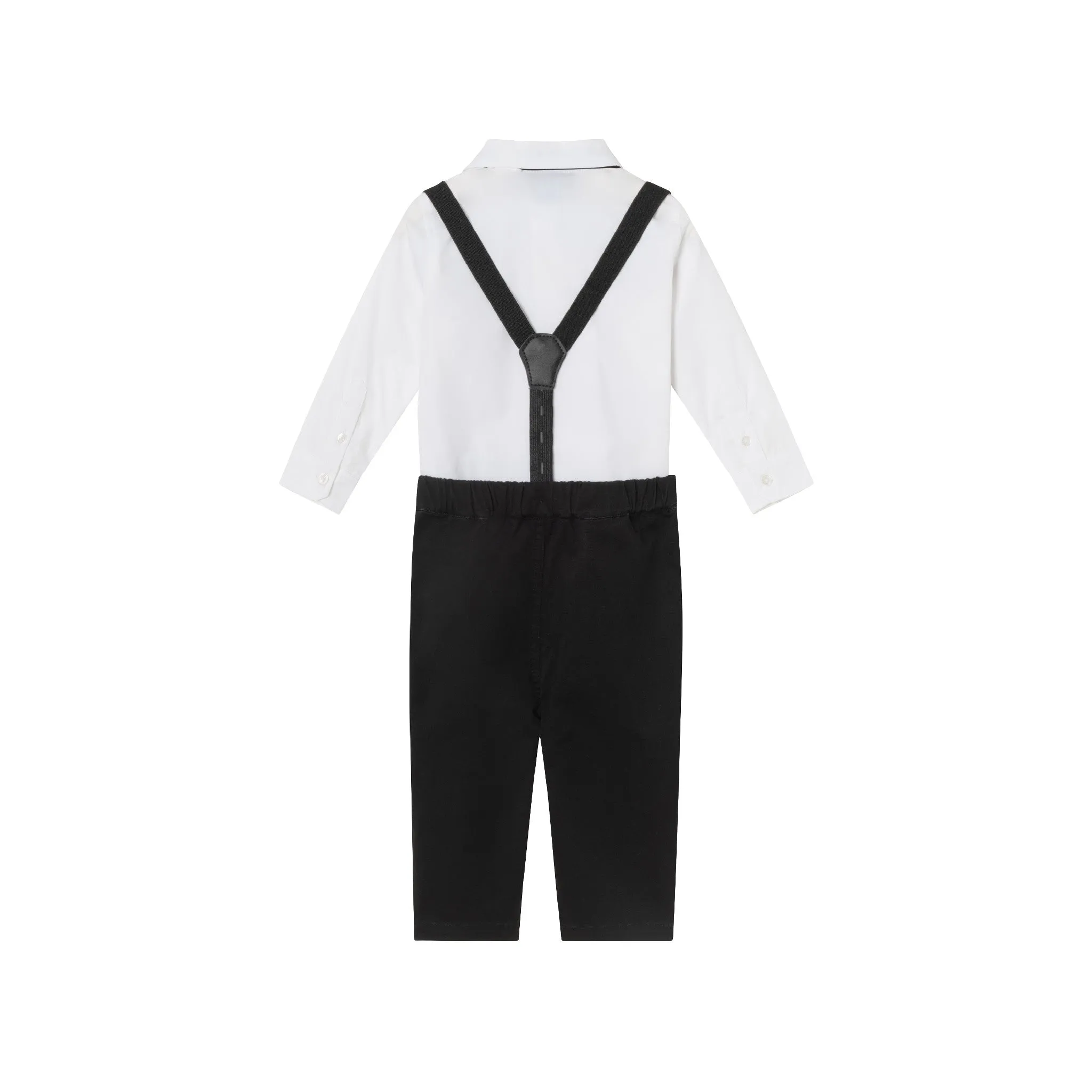 Infant 4-piece Classic Buttondown Suspenders & Pant Set | Crisp White