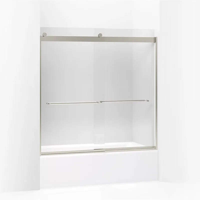 Levity 59.75" Clear Glass Sliding Bath Door in Matte Nickel